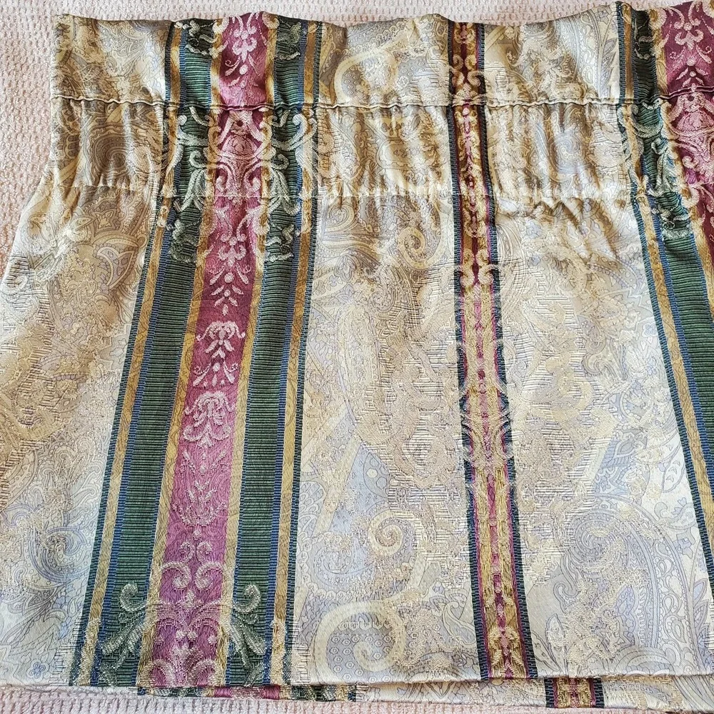 Croscill Vtg Striped valance 18x86 Cotton‎ Blend Gold, Pink, Green, Beige EUC